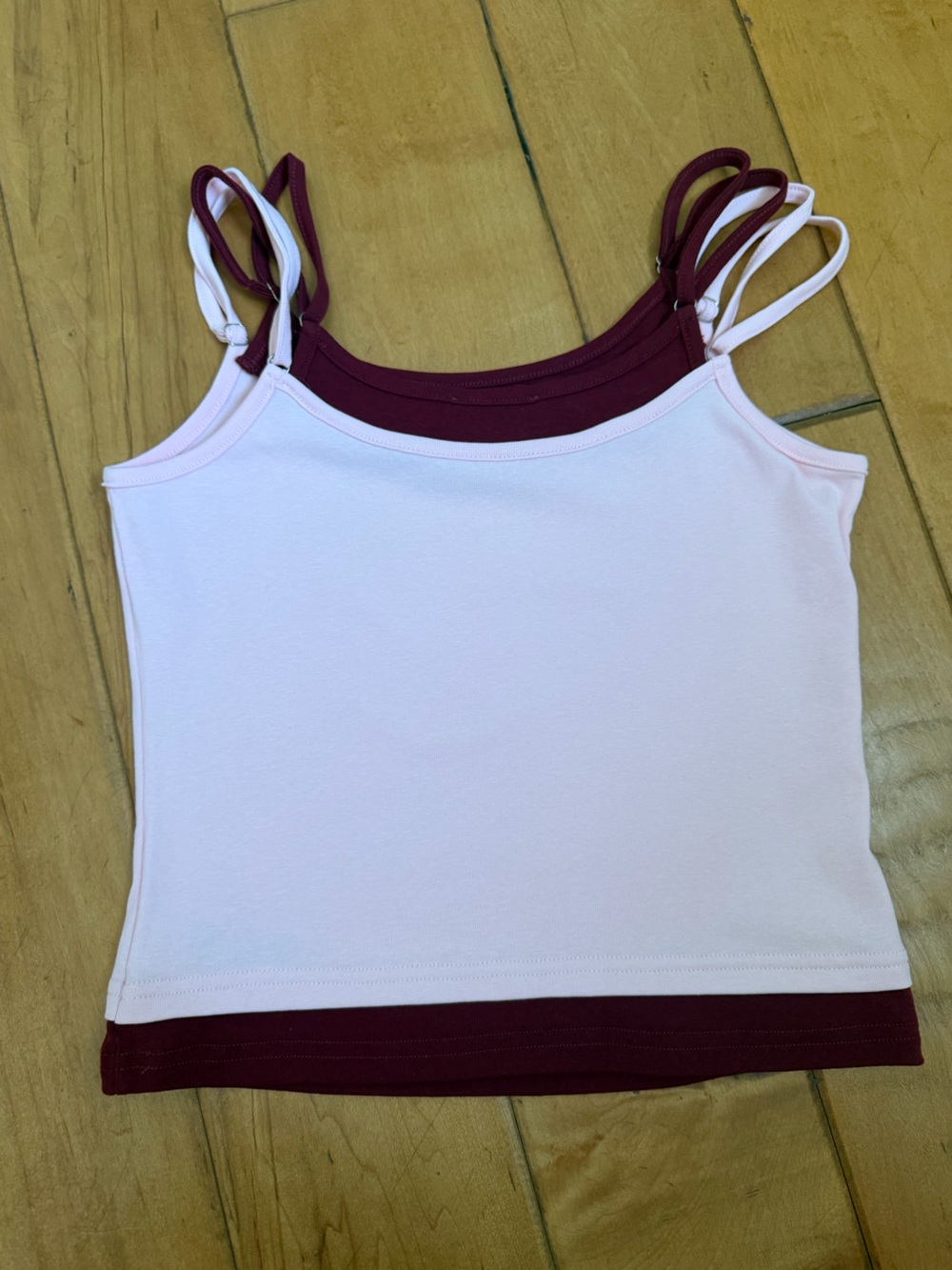 Edikted Pink & Burgundy Double-Strap Crop Tank